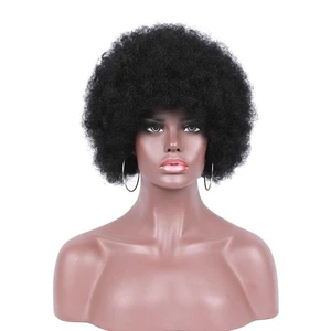 Schwarze Afro Perücke Unisex 70er Disco flauschige Locken Kostüm Cosplay H2T Bühne Act Play - Bild 1 von 18