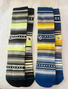 Brand New Men’s Stance Casual Crew Socks Size Large 2 Pack $29.98 Stripe Prints - Imagen 1 de 3