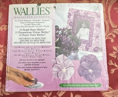New Wallies Floral Pansy Violet  Violeta Wallpaper Cutouts Pre Pasted NIP  12014 - Image 1 of 2