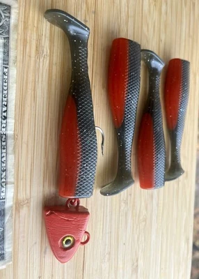 Boogey Man Bait Co. Lingcod Rockfish Snapper 5” Swimbait 3 OZ cabeza giratoria plantilla UV Foto 1 de 4