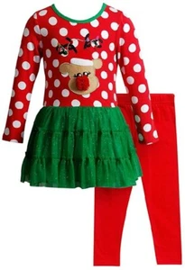 Youngland Girl Tutu Tunic Dress Holiday Christmas Rudolph Reindeer Outfit Set 3T - Picture 1 of 3