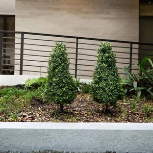 3' Artificial Boxwood Plant with Integrated Ground Stake UV Resistant Set of 2. - Picture 1 of 7