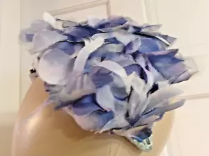 Sale VINTAGE 50s 60s FASCINATOR HEADBAND HAT LAVENDER, BLUE & WHITE SILK FLOWERS - Picture 1 of 10