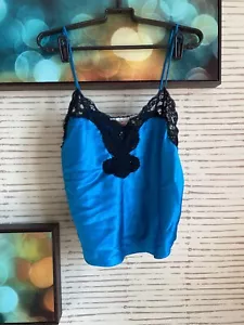 Victoria's Secret Camisole Cami Coquette Fairy Goth blau Spitze Crop Medium Vintage - Bild 1 von 4