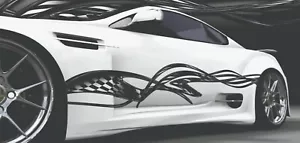 Juego de calcomanías gráficas envoltura lateral bandera de carrera remolque coche camión envoltura 75" - Imagen 1 de 2