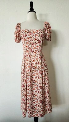 Anthropologie Midi платье новый размер маленький XS белый цветочный кокетка романтический сад - Изображение 1 из 4