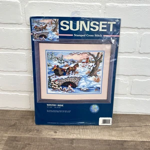 Sunset Cross Stitch Wintry Ride Horse Sleigh Ride Sunset 13108 Christmas Snow - Picture 1 of 5