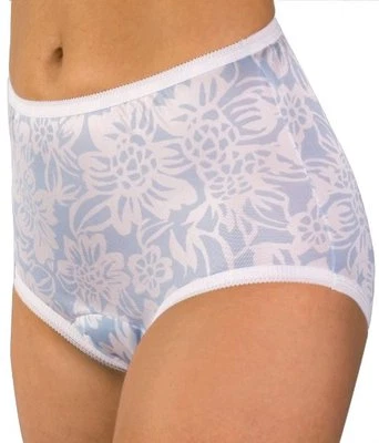WEAREVER 100% Polyester Blue/White Floral Print Sanitary Brief Plus Size 3XL - Image 1 of 4