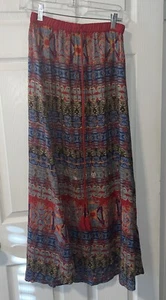 Angie Maxi Skirt Elastic Waist Beaded Tassels Rayon Medium Boho - Picture 1 of 5