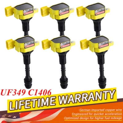 Paquete de 6 bobinas de encendido para Nissan Altima Máxima 2002-2006 3,5 L Suzuki Equator 4,0 Foto 1 de 4