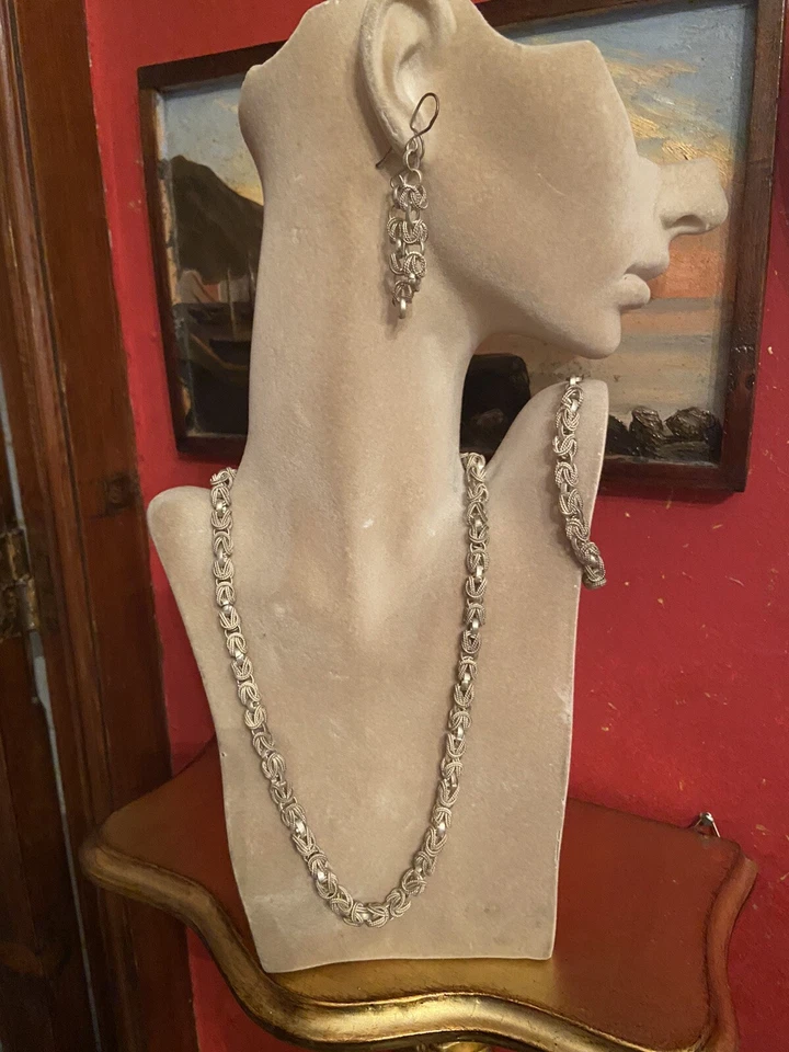 Girocollo, Orecchìni, Bracciale In Argento Egiziano  da donna vintage - Immagine 1 di 1