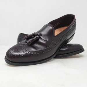 Mocasines Allen Edmonds Manchester para Hombres Talla 9 A Cuero Punta de Ala Borla Merlot - Imagen 1 de 16