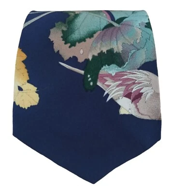 Corbata de seda floral hoja azul LEONARD HECHA A MANO ITALIA 58"/4" EC Foto 1 de 4