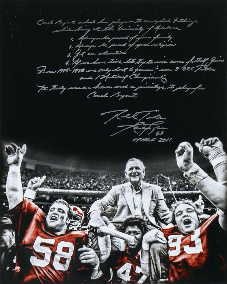 Marty Lyons Autographed Alabama 16x20 Steiner COA Story Inscription Crimson Tide - Image 1 of 1
