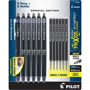 Pilot FriXion Erasable Gel Pen Pack of 12 Black Retractable Writing Instrument - Picture 1 of 4
