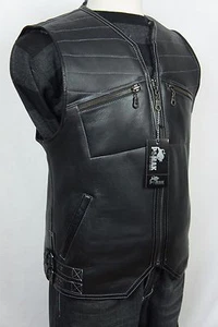 NEGRO 100% PIEL DE OVEJA PIEL DE CORDERO CUERO DE OVEJA HOMBRE CHALECO CHAQUETA CHALECO XS-5XL NUEVO CON ETIQUETAS - Imagen 1 de 12