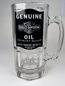 Vintage Harley Davidson Milwaukee USA Genuine Oil Tall Glass Beer Stein Mug - Picture 1 of 14