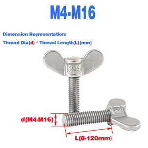 304 SS Butterfly Screw /Butterfly Sheep Horn Bolt / Hand Screw M4M5M6M8M10M12M16 - Picture 1 of 120