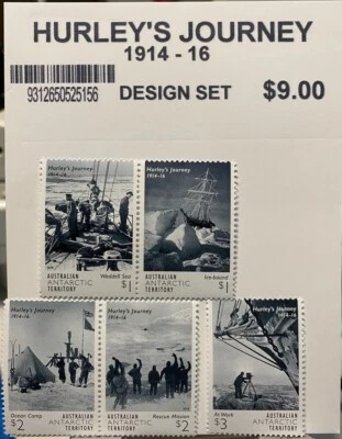 2016 AAT Hurley's Journey 1914-16 MNH Set of 5 - Image 1 of 4