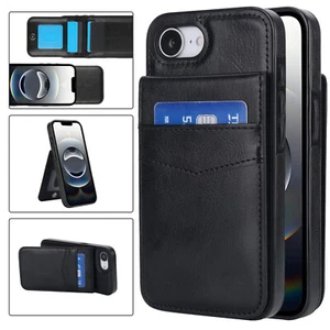 For iPhone 16e PU Leather Back Flip Stand Card Slot Shockproof Wallet Phone Case - Picture 1 of 49