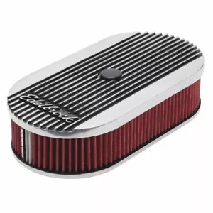 EDELBROCK ELITE 2 SERIES POLISHED OVAL AIR CLEANER FOR SINGLE 4-BBL CARB - 2.5" - Picture 1 of 4