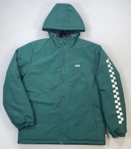 Nwt Vans Waterlind Green Checkerboard Puffer Hooded Winter Jacket Coat Men M - Picture 1 of 1