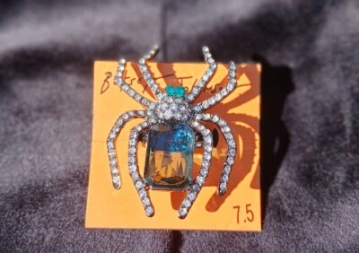 🕷Anillo Araña Cristal Halloween Betsey Johnson/Esmeralda Verde Talla 7.5🕷 Foto 1 de 4