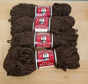 Aunt Lydia's Heavy Rug Yarn Skeins 242 Wood Brown 75% Rayon 25% Cotton Lot Of 4 - Imagen 1 de 7