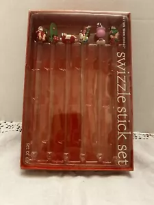 Vintage Boston Warehouse Tropical Santa Swizzle Sticks - Set of 6 - Picture 1 of 3