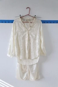 Vintage 90s Victoria's Secret Gold Label Elegant Satin Pajama Set Size P Ivory - Picture 1 of 9