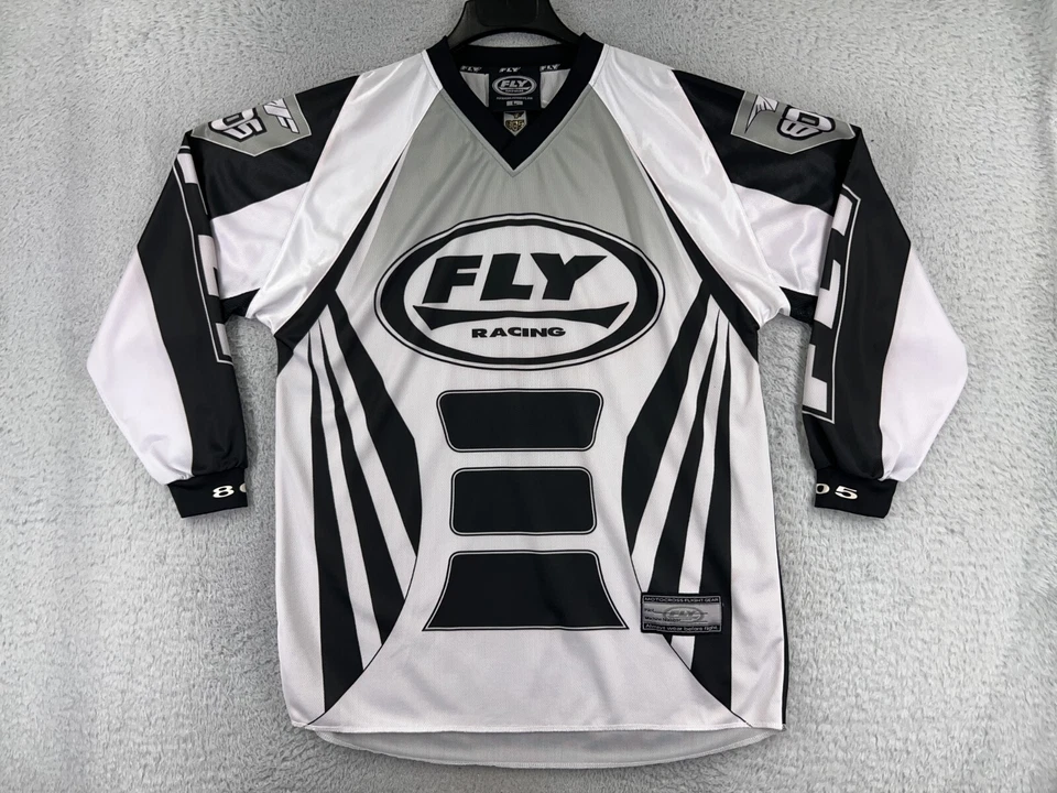 Fly Racing MX Jersey Mens Large Black White Long Sleeve 805 100% Polyester - Image 1 of 4