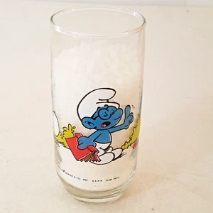 Vintage Peyo, 1982, Wallace Berrie & Co., SMURF Drinking Glass, BRAINY - Picture 1 of 2