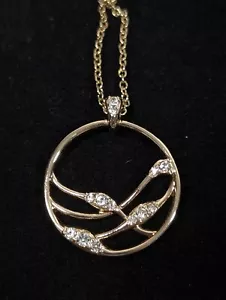 Avon NRT Gold Tone Round Crystal Pendant Waves Statement 20 inch - Picture 1 of 11