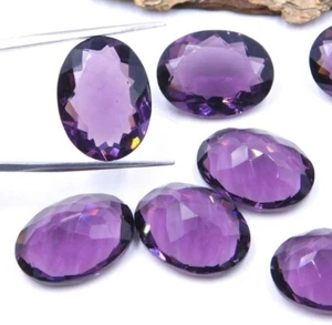 Lab Grown Amethyst 10 Pieces 13x18mm Oval Faceted For Making Jewelry - Picture 1 of 1