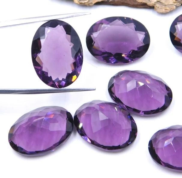 Lab Grown Amethyst 10 Pieces 13x18mm Oval Faceted For Making Jewelry - Image 1 of 1