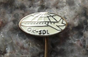 Vintage SDL Czechoslovakia State Aviation Authority Jet Aircraft Plane Pin Badge - Picture 1 of 4