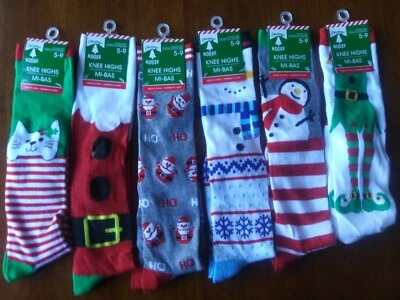 “Christmas HOUSE” Women’s Knee High Socks-Fits Shoe Size 5-9-NEW with TAGS Santa Foto 1 de 2