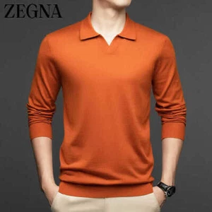 z)e)g)n)a Slim solid color long sleeve sweater for men - Picture 1 of 17