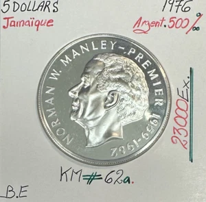 JAMAIQUE - 5 DOLLARS 1976 - Pièce de Monnaie en ARGENT // BE - Picture 1 of 2