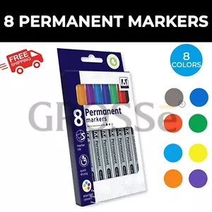 6 Pack Permanent Marker Pens Assorted Multi Colour like Sharpie Fine Point Tip - Picture 1 of 8