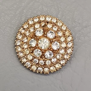 Vintage Rhinestone Brooch Round Domed 1 3/8" - Picture 1 of 14