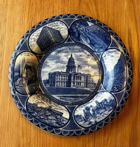 Antique Souvenir Rowland Marsellus Plate Denver Colorado 10" RARE STAG LOGO - Picture 1 of 2