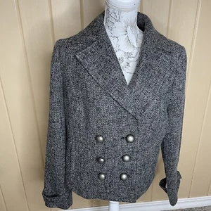 Kensie Militärjacke mit plissiertem Saum Wollmischung weich grau schwarz XL - Bild 1 von 3