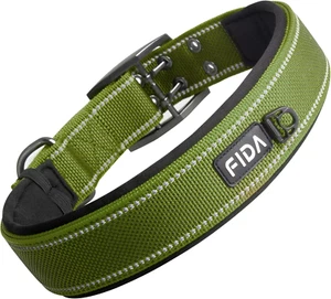 Gepolstertes Hundehalsband, Metall Gürtelschnalle Hundehalsband mit doppellagigem Gurtband, schwer - Bild 1 von 12