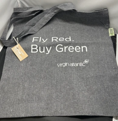 Virgin Atlantic Airlines Grey Recycled Cotton 15" Tote Bag NWT - Image 1 of 4