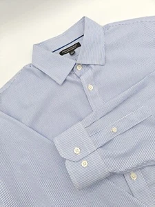 🇺🇲 Banana Republic Mens L 16.5x34 Blue Stripe Non Iron Classic Fit Shirt  - Picture 1 of 7