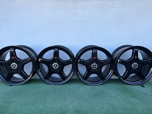 MERCEDES BENZ AMG R230 SL500 SL550 18" GENUINE OEM GLOSS BLACK WHEELS RIMS SET - Picture 1 of 12