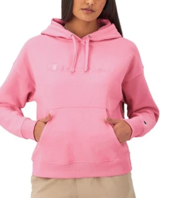 Sudadera con Capucha Champion Powerblend para Mujer Logotipo de Escritura Rosa Mazapán, Mediana Foto 1 de 3