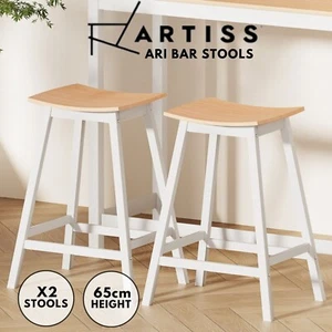 Artiss Bar Stools 2x Kitchen Counter Wooden Dining Chairs Barstools Oak - Picture 1 of 9
