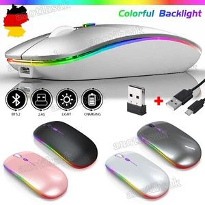 Funk Maus Gaming Kabellos Wireless Mouse Für PC Laptop Mac Aufladbar Leise Maus - Bild 1 von 16